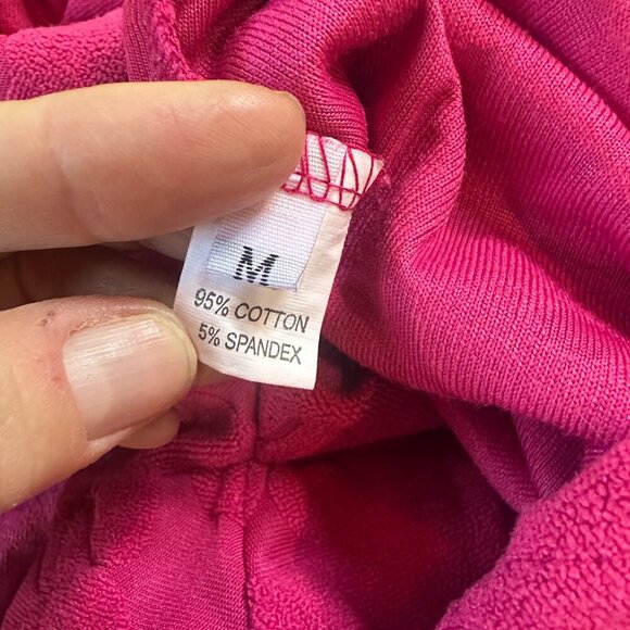 Terrycloth Hot Pink Semi Sheer Romper Shorts Set Size Medium - Picture 11 of 12